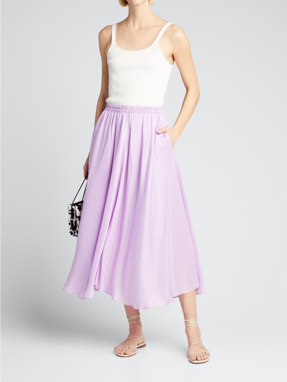 NWT Vince LiLac Silk Habotai Midi Skirt